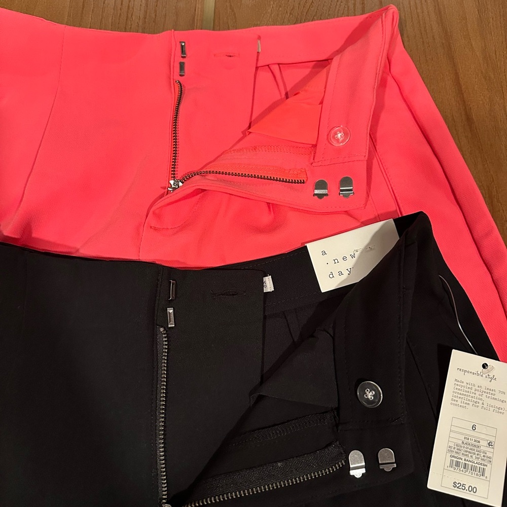 Two Pairs of High Rise Tailored Pleated Shorts Hot Pink and NWT Black. Size 6